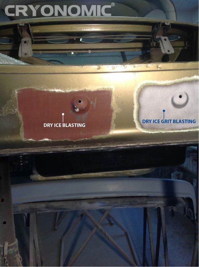 Paint stripping with dry ice and abrasives